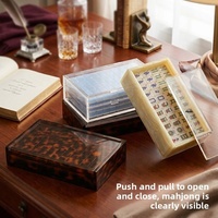 Boîte de rangement pour Mahjong en acrylique brillant veiné effet écaille de tortue, avec couvercle coulissant, anti-poussière et empilable, pour le tri des tuiles de jeu de table en intérieur