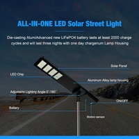 Lampadaire Solaire Extérieur LED Sans Alimentation Externe, Batterie LiFePO4 12.8V 64AH 200W 300W 400W