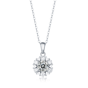 Collana con Pendente Unico in Argento Sterling 925 con Moissanite da 1 Carato, Design Originale, Gioiello <span class=keywords><strong>di</strong></span> Alta Qualità, Pendente a <span class=keywords><strong>Fiocco</strong></span> <span class=keywords><strong>di</strong></span> <span class=keywords><strong>Neve</strong></span> per Donna - Product Image 1