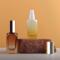 Vente directe usine – Flacon pulvérisateur carré en verre rechargeable 30ml/50ml avec pompe à pression pour diffuseur de parfum, lotion, fond de teint – Sérigraphie