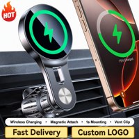 Chargeur de voiture magnétique sans fil robuste, bras long 15W à charge rapide, aimant puissant sans chute, compatible universellement avec tous les smartphones