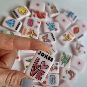 Corey Paige Pink Melamine 160Pcs American Luxury Foldable Mahjong <b>Set</b> Star Carved Tiles Complete Game <b>Set</b> - Product Image 4