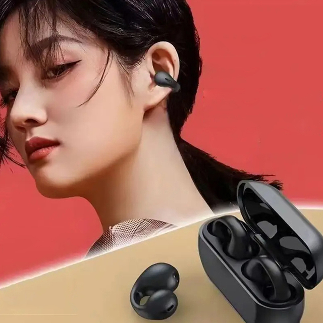 2025 NEW Gifts Bone Conduction Earphone V5.2 Ear Clip on Ear Earring Wireless Headphones Sports Headsets Ear Hook with Mic