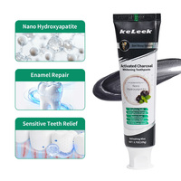 Dentifrice au charbon actif et nano-hydroxyapatite KeLeek, saveur menthe, élimination profonde des taches, blanchiment des dents, haleine fraîche, soin buccal