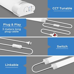 Barre lumineuse <span class=keywords><strong>LED</strong></span> CCT réglable en plastique, étanche IP65, avec prise, 18W, pour placard, armoire de cuisine, penderie, modulable - Product Image 5