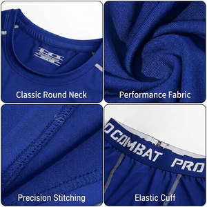 Conjunto Deportivo MERITORIOUS INTERNATIONAL para Hombre, Camiseta de Manga Larga y Pantalones Azules, Diseño Geométrico, Tejido de Secado Rápido, Algodón y Spandex - Product Image 5