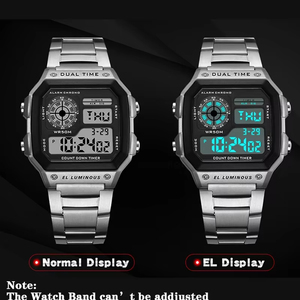 Orologi Sportivi di Lusso con Cinturino in Acciaio Inossidabile, Orologi Digitali Militari da Uomo, Orologio Impermeabile LED, Orologio da Polso Sportivo Maschile - Product Image 5