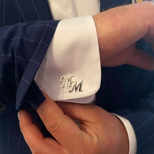 <span class=keywords><strong>Gemelli</strong></span> Personalizzati con Nome, <span class=keywords><strong>Gemelli</strong></span> da Uomo Personalizzabili con Logo o Lettere, Gioielli in Acciaio Inossidabile Placcato Oro - Product Image 3