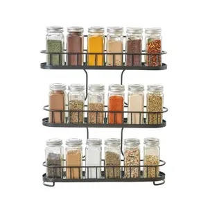 Organisation de la maison Armoire de rangement pour cuisine Organisateur de comptoir Porte-épices en métal moderne à 3 pneus