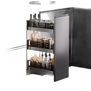 Unihopper Spice <b>Basket</b> <b>Pull</b> <b>Out</b> Drawer Three Layer Glass Storage Cabinet Organizer Minimalist <b>Kitchen</b> Cabinet Insert - Product Image 3