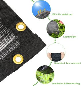 Rete Ombreggiante Nera <span class=keywords><strong>per</strong></span> Esterni, <span class=keywords><strong>per</strong></span> Serre e Pollai, in HDPE, con Occhielli, <span class=keywords><strong>per</strong></span> Agricoltura e Giardino - Product Image 4