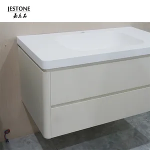 Jestone อ่างล้างมือในห้องน้ำสีบริสุทธิ์อะคริลิคพื้นผิวเรียบพร้อมตู้