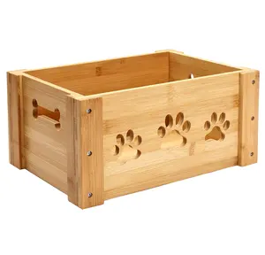 Ahşap köpek oyuncak kutusu, evcil hayvan yiyecek kutusu depolama kasaları saklamak için uygun kedi ve köpek oyuncak köpek giysileri evcil hayvan yemeği ve evcil hayvan tedarikçisi