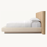 Lit double de luxe moderne RH pour chambre à coucher, cadre de lit en bois massif, tailles personnalisables, mobilier