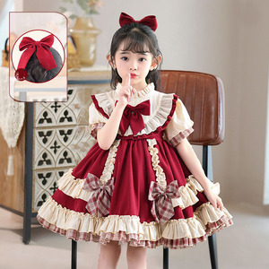 Vestito Lolita per Bambina <span class=keywords><strong>Autunno</strong></span>-Inverno 2025, Abito Retrò con Maniche Lunghe e Accessori, Stile Fragola - Product Image 2