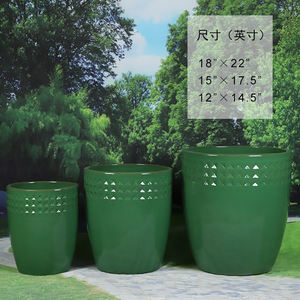 Jardinières en céramique verte Vente en gros Grands pots à fleurs pour jardins et patios pour balcon et <span class=keywords><strong>cour</strong></span> - Product Image 1