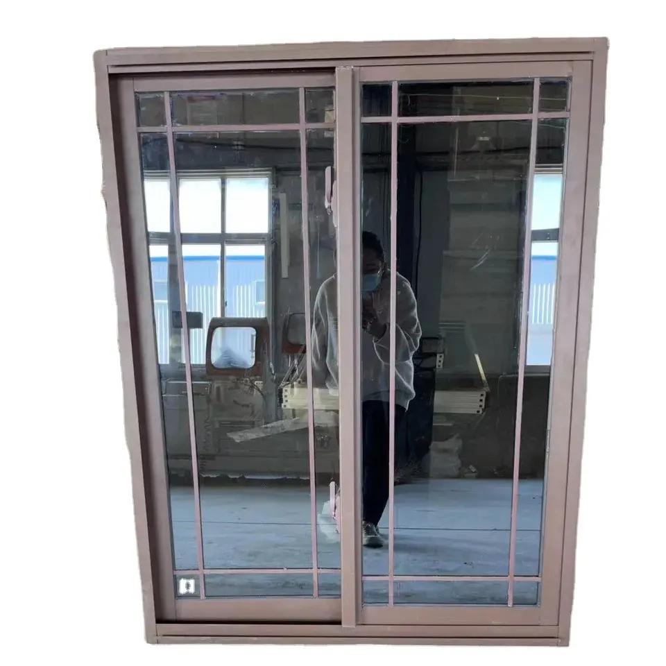 दरवाजा लोहे की ग्रिल डिजाइन थोक एल्यूमीनियम तूफान प्रभाव फिसलने खिड़की और दरवाजा