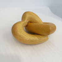 Chaîne décorative en bois sculptée à la main en forme de cœur à 2 anneaux, pour table basse, cadeau artisanal