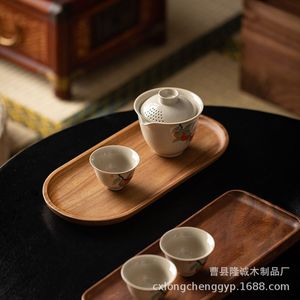 Wooden <b>Tray</b> Rectangular <b>Tea</b> And Snack Plate Solid Wood Minimalist Home Use For Hotel Coffee <b>Tea</b> Storage - Product Image 1