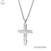 Collier Arbre de Vie et Croix Couleur Or en Acier Inoxydable Bijoux Chaîne Cadeau Religieux pour Hommes Femmes Vente en Gros
