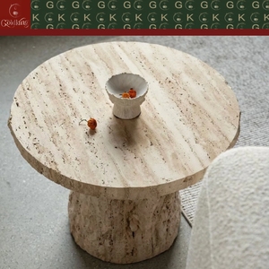 <span class=keywords><strong>โต๊ะ</strong></span>กาแฟทรงกรวยฐาน<span class=keywords><strong>หิน</strong></span>อ่อนธรรมชาติสีเบจขอบหยาบ GOLDKING สำหรับห้องนั่งเล่น รับผลิตแบบ OEM ODM สั่งทำได้โดยตรง - Product Image 3