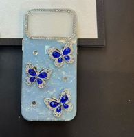 Coque de téléphone personnalisée haut de gamme avec motif papillon en strass et grande ouverture, disponible en plusieurs couleurs