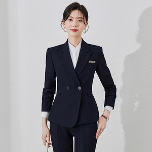 Women's Grey Suit Set Three Quarter Sleeve Autumn Office Lady Anti-Wrinkle Formal Wear - Product Image 4