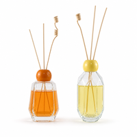 Bouteille diffuseur de parfum en verre irrégulier à facettes carrées de 200 ml avec bouchon rond coloré, vide, pour la maison, personnalisable avec logo