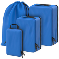 Sacs de compression de voyage en polyester pliables de luxe à fermeture éclair, 4 pièces, haute qualité, personnalisés