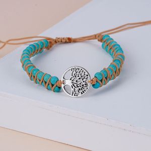 Bracelet <span class=keywords><strong>arbre</strong></span> <span class=keywords><strong>de</strong></span> <span class=keywords><strong>vie</strong></span> Double couche 4mm tissé en pierre colorée pour femme S282 - Product Image 1
