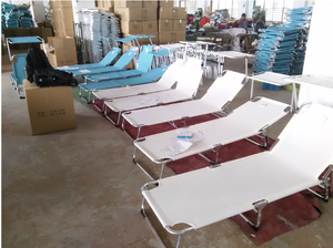 Hot Sale Wholesale Three-Fold Aluminum <strong>Tube</strong> +Teslin Material Bed with Sunshade Boards for Outdoor Camping Beach Use - Product Image 5