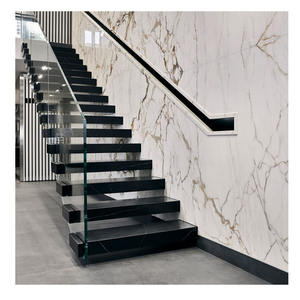 Preto basalto laje design moderno flutuante cubo espiral granito natural pedra escada anti derrapante telha galáxia granito preto escadas - Product Image 6