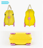 Valise à roulettes pour enfants en forme de canard mignon, 3-en-1, bagage à main de dessin animé, en PP durable et léger, avec serrure et barre de traction, boîte de voyage à roulettes