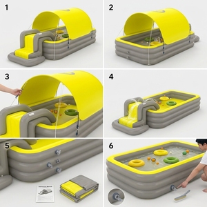 <span class=keywords><strong>Piscina</strong></span> Gonfiabile per Bambini con Scivolo e Tettoia, <span class=keywords><strong>Piscina</strong></span> Parasole da 3M per Neonati e Bambini Piccoli, per Esterni e Spiaggia - Product Image 3