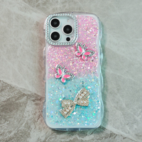 Nouvelle coque de téléphone tendance avec design papillon 3D en époxy transparent et diamants scintillants pour vivo V70 Wave Frame