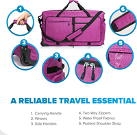 Sac de voyage pliable imperméable en polyester avec logo personnalisé, style anglais, motif géométrique, pour femmes, hommes et filles, idéal pour la gym et les week-ends.