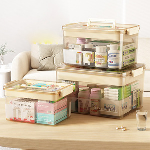 صندوق أدوية متعدد الطبقات بالجملة، صندوق تخزين طبي منزلي للطوارئ بسعة كبيرة وشفاف للعائلة - Product Image 3