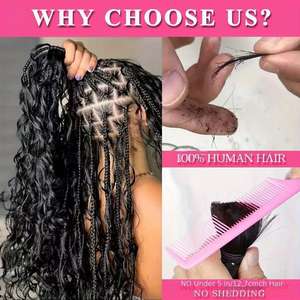 Extensions de cheveux humains brésiliens Remy, bouclés Pixie, grade 10A, 100g/extension, noir naturel # Cheveux non traités 1B pour tresses et perruques - Product Image 6