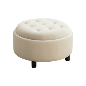 Modern Hotel Apartment 29.33" Upholstered Ottoman <b>with</b> Reversible Lid Fleece Fabric <b>Storage</b> <b>Stool</b> Hand-pulled Buckle Decoration - Product Image 1