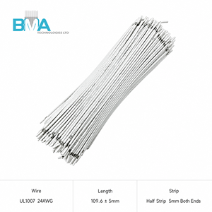 Custom Length UL1007 24AWG White PVC Single Wire Tin-Plated Copper 109.6mm <strong>Half</strong> Strip 5mm Both Ends RoHS for PCB Equipment - Product Image 3