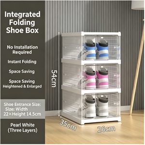 Scatola Portascarpe Pieghevole in <span class=keywords><strong>Plastica</strong></span> Trasparente, Nessun Montaggio Richiesto, Organizzatore per Scarpe Resistente e Impilabile per Casa e <span class=keywords><strong>Armadio</strong></span> - Product Image 5