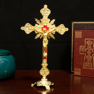HT nuevo religioso Metal artesanía Iglesia católica Jesús para templos apóstoles crucifijo decoración del hogar Cruz de pie religión regalo - Product Image 1