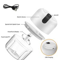 Mini hachoir à ail électrique rechargeable par USB, hachoir à aliments portable sans fil, petit robot culinaire pour hacher l'ail
