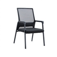 Chaise d'ordinateur ergonomique à quatre pieds Mahjong avec dossier en maille, design moderne, accoudoirs fixes non réglables, pour usage commercial et personnel