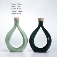 Nouvelle bouteille en verre multicolore en forme de goutte d'eau 2025, 350 ml, 500 ml, 1000 ml, pour vin rouge, vodka, whisky, brandy, avec bouchon en liège, pour bouteille d'huile
