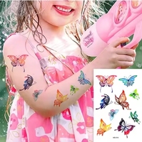 Autocollants 3D temporaires tatouages autocollants pour femmes enfants tatouage autocollant papillons et fleurs coloré corps Art qualité cosmétique