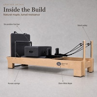 Queenlife Beige Holz-Lettino-Bett aus Holz für 2 Personen, kommerziell nutzbar, für Pilates-Reformer-Maschine in Studio/Gym