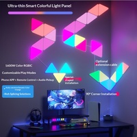 Lámpara de Pared Eléctrica Inteligente con Control por App/WiFi, Luz de Ambiente con Ritmo Musical, Lámpara Cuántica Triangular Empalmable