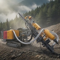 Foreuse mobile de fond de trou (DTH) sur chenilles, alimentée au diesel, avec dépoussiéreur pour le forage de pentes routières