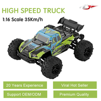 Monster Truck Électrique Tout-Terrain 4x4 Haute Vitesse 1/16 en Métal, 2 Canaux, Fonction Suivez-Moi, Prêt à Rouler, Portée 80m, Idéal pour l'Export